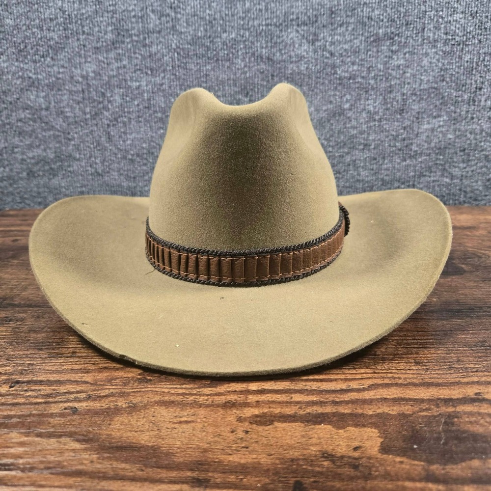 Stetson 3X Beaver Felt Cowboy Hat Tan Western Cattleman Crease Size 7